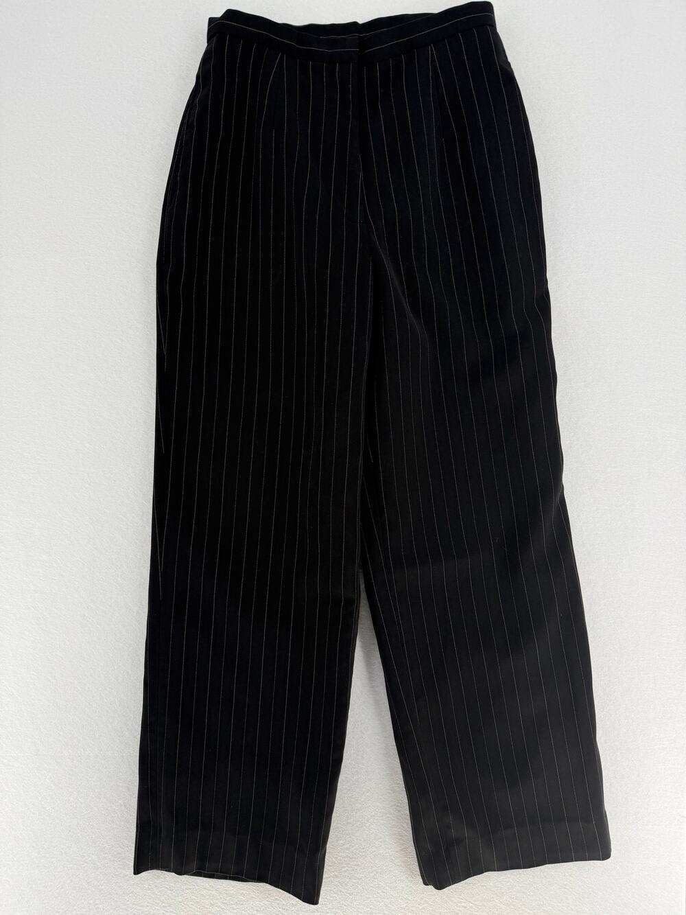 East 5th Womens 4P Black Pinstripe Dress Pants Petite Wide Leg Career Trousers